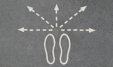 two feet direction directional arrows confused choice decision